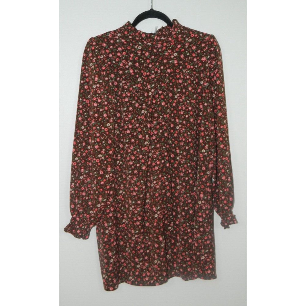 ENGLISH FACTORY Dress Size‎ Medium Brown Floral Mini High Collar Cottagecore